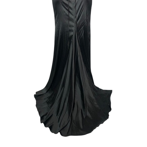 Lulus Satin Lace Trim Evening Gown Formal Maxi Dress Size 8 Party Prom Y2K Goth - Picture 11 of 12